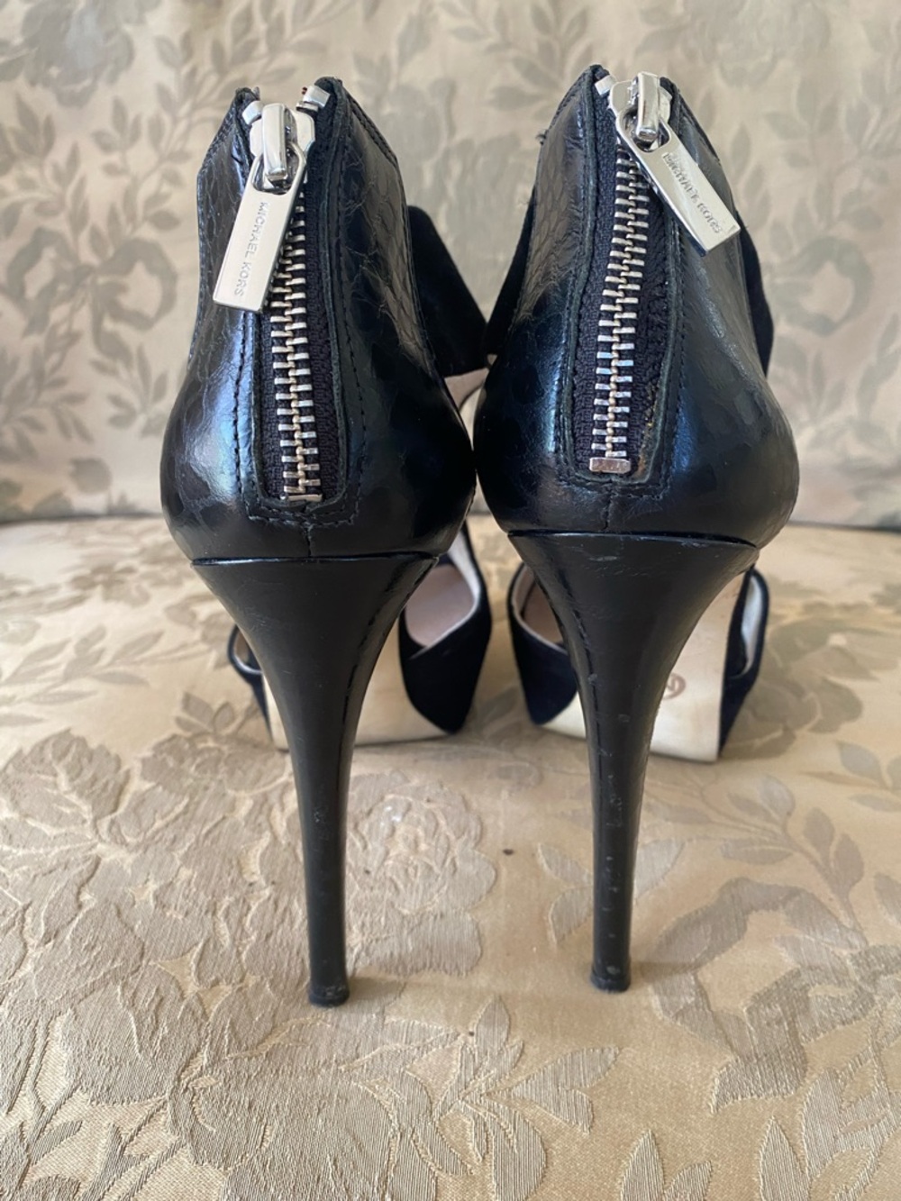 Michael Michael Kors Black Suede Platform Stiletto Open Toe Back Size 8.5M - Picture 4 of 7